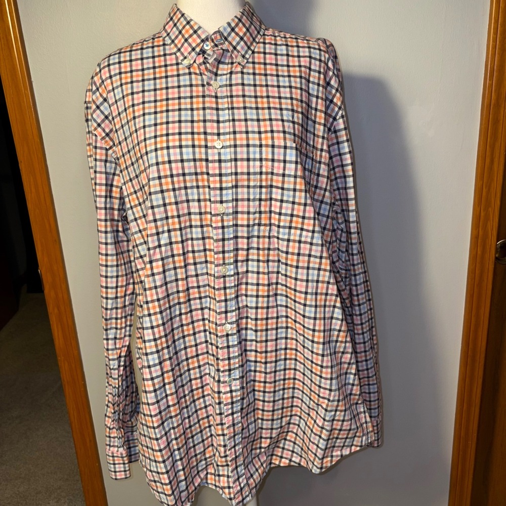 J McLaughlin Plaid gingham cotton Button Down Shirt Long Sleeve Casual Mens XL